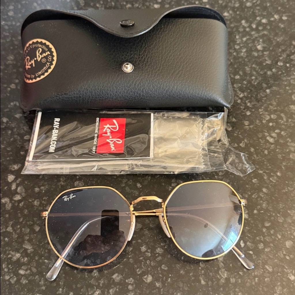 Ray-Ban Gold Blue Geometric Jack Sunglasses
